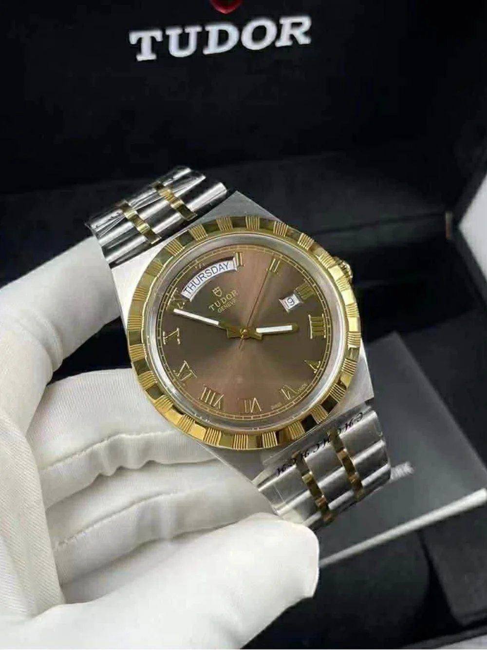 VFS Tudor Royal Two-Tone Watch with Brown Dial and Gold Bezel - Picture 3 of 3